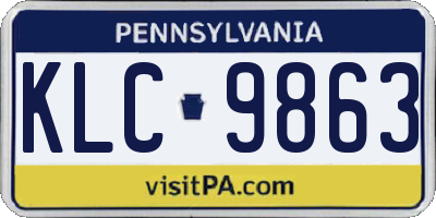 PA license plate KLC9863