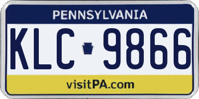PA license plate KLC9866