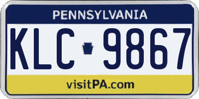 PA license plate KLC9867