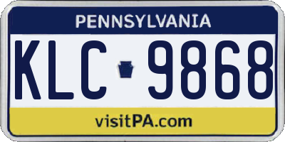 PA license plate KLC9868