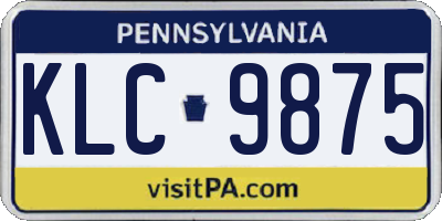 PA license plate KLC9875