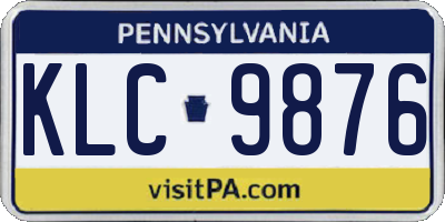 PA license plate KLC9876