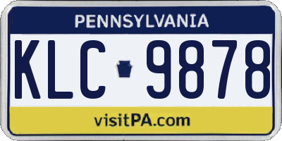 PA license plate KLC9878