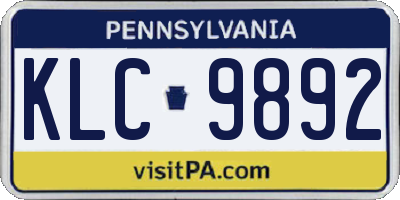 PA license plate KLC9892
