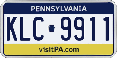 PA license plate KLC9911