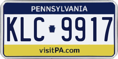 PA license plate KLC9917
