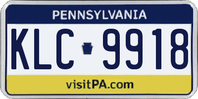 PA license plate KLC9918