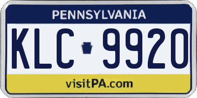 PA license plate KLC9920