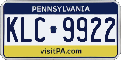 PA license plate KLC9922