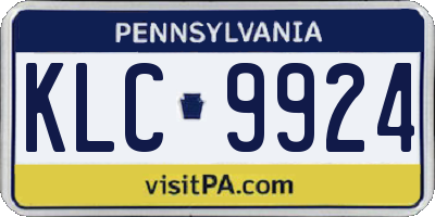 PA license plate KLC9924