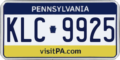 PA license plate KLC9925