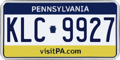 PA license plate KLC9927