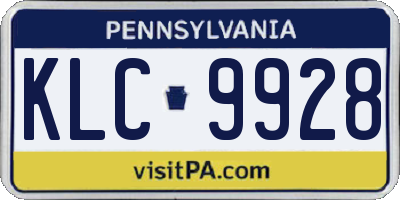 PA license plate KLC9928