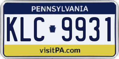 PA license plate KLC9931