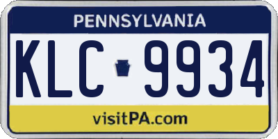 PA license plate KLC9934