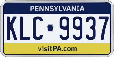 PA license plate KLC9937