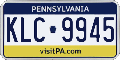 PA license plate KLC9945