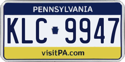 PA license plate KLC9947