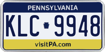 PA license plate KLC9948