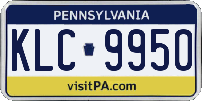 PA license plate KLC9950