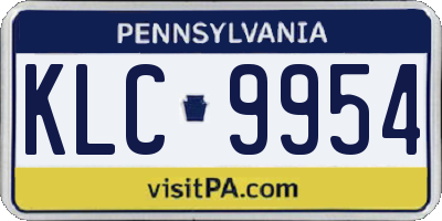 PA license plate KLC9954