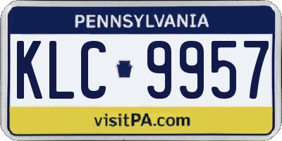 PA license plate KLC9957