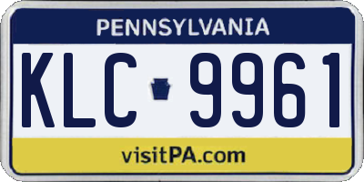 PA license plate KLC9961