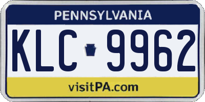 PA license plate KLC9962