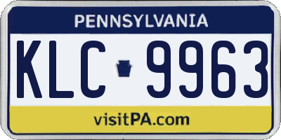 PA license plate KLC9963