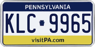 PA license plate KLC9965