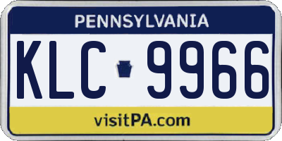 PA license plate KLC9966