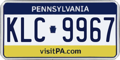 PA license plate KLC9967