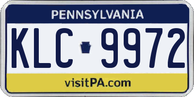 PA license plate KLC9972