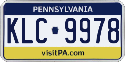 PA license plate KLC9978