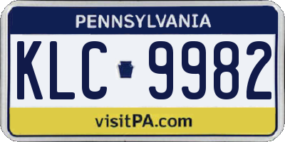 PA license plate KLC9982