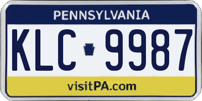PA license plate KLC9987