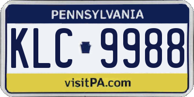 PA license plate KLC9988
