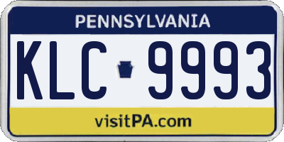 PA license plate KLC9993