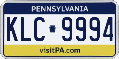 PA license plate KLC9994