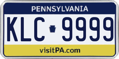 PA license plate KLC9999