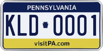 PA license plate KLD0001