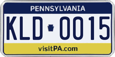 PA license plate KLD0015