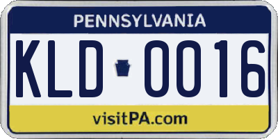 PA license plate KLD0016