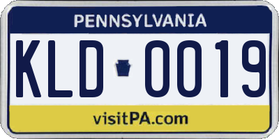 PA license plate KLD0019