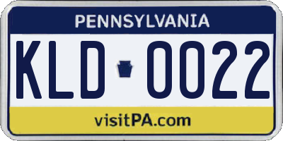 PA license plate KLD0022