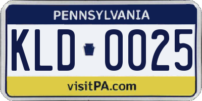 PA license plate KLD0025