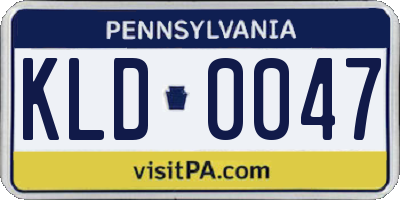 PA license plate KLD0047