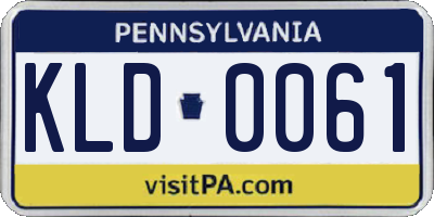 PA license plate KLD0061