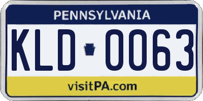 PA license plate KLD0063