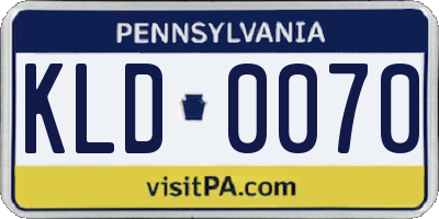 PA license plate KLD0070